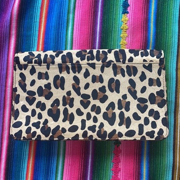 Express Vintage Oversized Leopard Print Pony Hair Clutch Purse - Picture 3 of 7